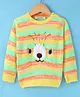 Wingsfield Full Sleeves Striped & Animal Face  Embroidered Sweater - Yellow