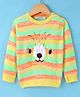 Wingsfield Full Sleeves Striped & Animal Face  Embroidered Sweater - Yellow