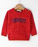 Wingsfield Full Sleeves Typography  Embroidered Sweater - Red