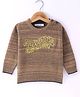 Wingsfield Full Sleeve Typography  Embroidered Pullover - Brown