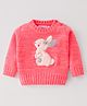 Wingsfield Full Sleeves Bunny Embroidered Sweater - Coral