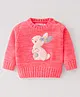 Wingsfield Full Sleeves Bunny Embroidered Sweater - Coral