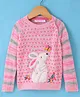 Wingsfield Full Sleeves Animal & Floral Embroidered Sweater - Pink