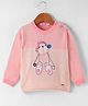 Wingsfield Full Sleeves Animal Face Embroidered Striped Sweater - Peach