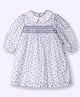Nauti Nati Three Fourth Sleeves Floral Printed Smocked A Line Dress - White