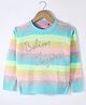Wingsfield Full Sleeve Sequin Text Embroidered Colour Blocked Sweater - Multi Colour