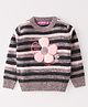 Wingsfield Full Sleeves Floral Embroidered Striped Sweater - Charcoal