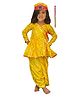Aglare Janmashtami Theme Full Sleeves Lace Detailed Ethnic Motif Kurta Dhoti Set - Yellow
