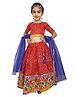 Aglare Navratri Theme Cotton Half Sleeves Bandhani Printed & Mirror Embroided With Gota Patti Laced Embellished Lehenga Choli With Dupatta - Red