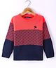 Wingsfield Full Sleeves Abstract Printed Horse Embroidered Self Knit Designed Sweater - Blue