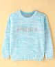 Wingsfield Full Sleeves Typography  Embroidered Sweater - Blue