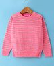 Wingsfield Full Sleeves Striped Self Knit Designed  Pullover - Pink