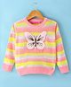 Wingsfield Full Sleeves Striped Butterfly Embroidered Pullover - Multi Colour