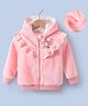 Kookie Kids Full Sleeves Solid Colour Hooded Sweat Jacket With Animal Applique - Pink