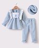 Kookie Kids Full Sleeves Winter Wear Night Suit with Bunny Embroidery & Lace Detailing- Light Blue