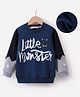 Kookie Kids Full Sleeves Winter T-Shirt With Text Print - Navy Blue