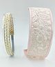 CHOKO - Babies Tulle Stretchable Headbands Set of 2 - Embroidered and Pearl - Pink, Gold & Cream