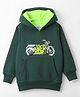 Wingsfield Full Sleeves Bike Printed Hooded Sweatshirt - Green