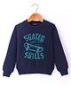 Wingsfield Full Sleeve Typography Printed Sweater - Navy Blue