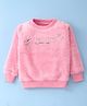 Wingsfield Full Sleeves Textured Typography Printed Sweatshirt - Pink