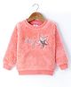 Wingsfield Full Sleeves Typography Embroidered Sequin Star Embellished Sweatshirt - Peach