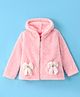 Wingsfield Full Sleeves Pocket Detailed Bow Embellished & Textured Hooded Sweatshirt - Peach