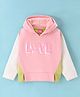 Wingsfield Full Sleeves Typography Printed Colour Blocked Hooded Sweatshirt - Pink
