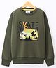 Wingsfield Full Sleeves Skate Text Printed Sweatshirt - Olive Green