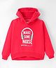 Wingsfield Full Sleeves Typography Printed Sequin Embellished Hooded Sweatshirt - Coral