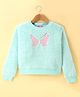 Wingsfield Full Sleeves Sequin Butterfly Embellished Textured Sweatshirt - Sea Green