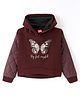 Wingsfield Full Sleeves Typography & Butterfly Printed Hooded Sweatshirt - Wine