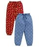 DEAR TO DAD Pack Of 2 Pure Cotton Banana & Abstract Printed Joggers - Red & Slate