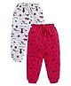 DEAR TO DAD Pack Of 2 Pure Cotton Vehicles & Text Printed Joggers - Silver & Red