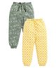 DEAR TO DAD Pack Of 2 Pure Cotton Dinosaur & Abstract Printed Joggers - Sage Green & Yellow