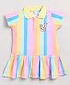 DEAR TO DAD Pure Cotton Half Sleeves Rainbow Printed Dress - Multi Colour
