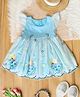 Bella Moda Cap Sleeves Angels & Hearts Embroidered Dress - Sky Blue