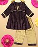 Bella Moda Full Sleeves Lace Embellished & Polka Dots Foil Printed Coordinating Kurta With Salwar - Brown