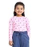 Campana 100% Cotton Full Sleeves Hearts Printed T-Shirt - Light Pink
