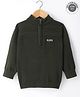 Ruff Knitted Full Sleeves  T-Shirt with Text Patch - Dark Green