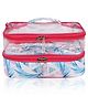 Echo Boomers Flower Printed Large Double-Decker Insulated Lunch Bag with Multi-Compartment Zipper Pockets
