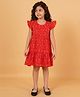 Creative Kids Frill Sleeves Floral Printed Tiered Dress - Red