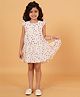 Creative Kids Frill Sleeves Polka Dots Printed Tiered Dress - White & Pink