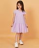 Creative Kids Frill Sleeves Swiss Dots Embroidered Dress - Purple