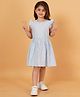 Creative Kids Cotton Frill Sleeves Daisies Printed Dress - Light Blue