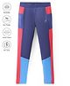 Pine Active Knit Full Length Super Stretch Leggings With Cut & Sew Design - Red & Blue