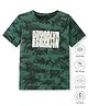 Pine Active Knitted Half Sleeves T-Shirt With Text & Camouflage Print - Dark Green