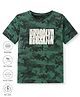Pine Active Knitted Half Sleeves T-Shirt With Text & Camouflage Print - Dark Green