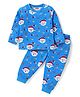 Babyhug Cotton Knit Full Sleeves Night Suit With Santa Claus Print - Blue