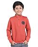 3PIN Cotton Full Sleeves Patch Detail Sweatshirt - Orange