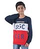 3PIN Cotton Full Sleeves Soccer Text Printed Sweatshirt - Navy Blue